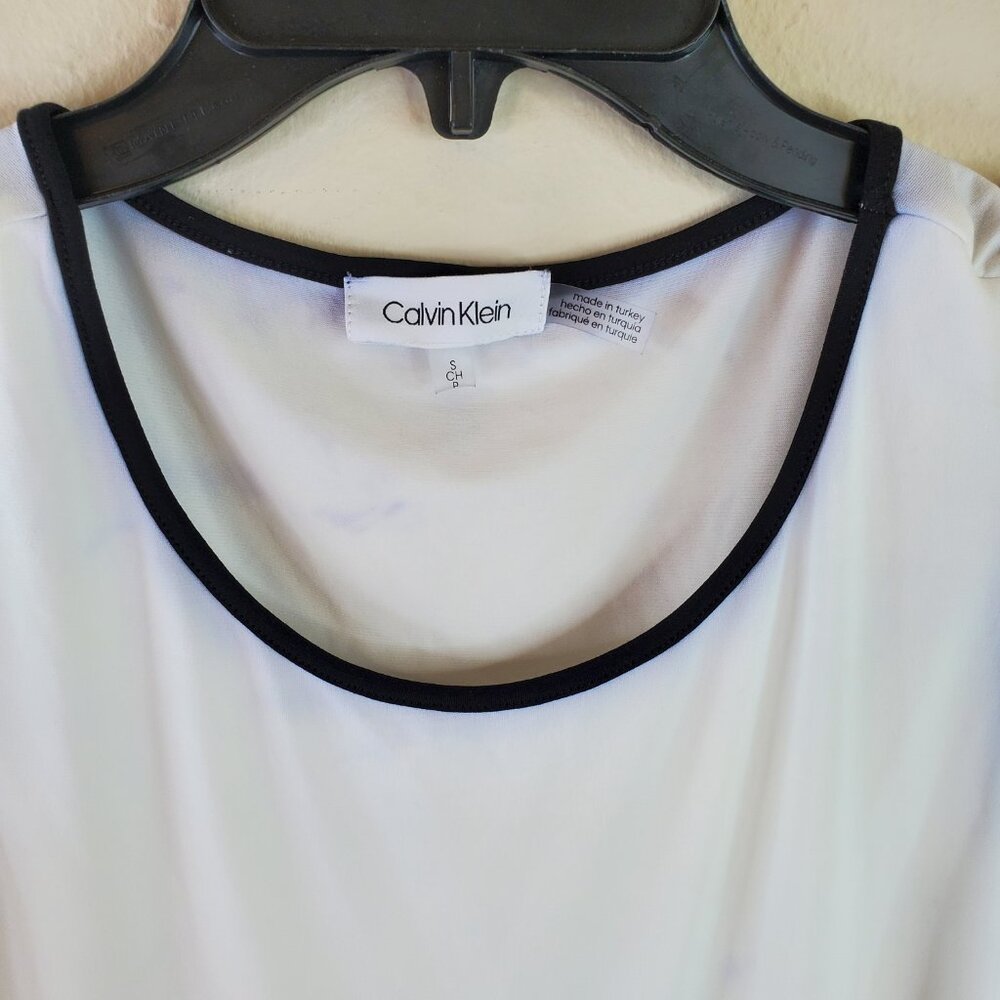 Calvin Klein Womens White Chiffon Hem Asymmetrical Blouse S - Picture 2 of 9
